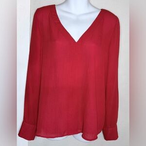 A.N.A. Red back Strap detail long sleeve  blouse women Medium